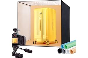 RALENO Photo Studio Light Box, 24''X24'' Large Light Tent, Photo Light Box Photography (65W | 156pcs LED | 5500K | 97CRI | 6 Color PVC Backdrops | DC Power Adapter) for Product Photography