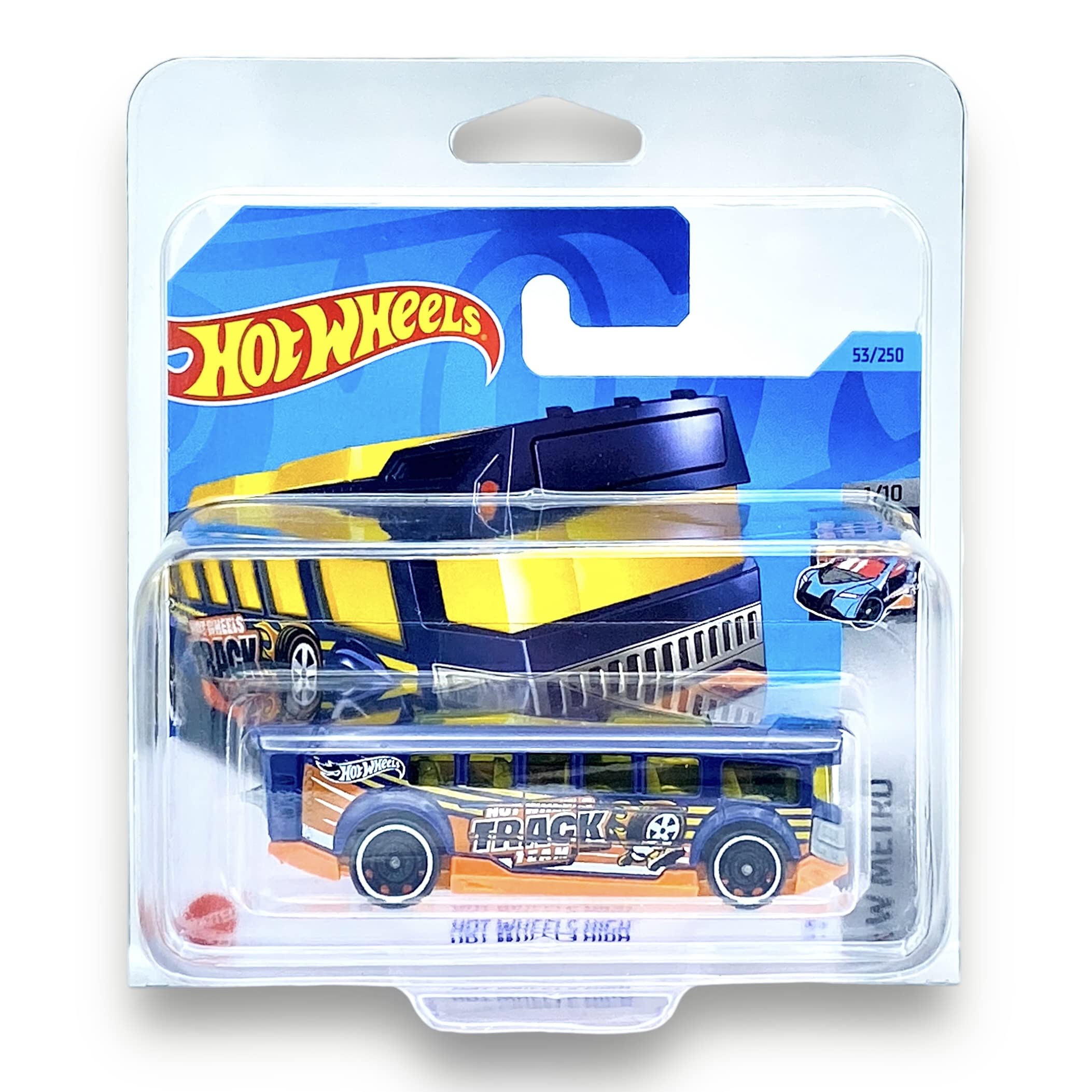 Hot Wheels High (Dark Blue, Orange & Yellow) 1/10 HW Metro - 2023-53/250 (Short Card) - COMES IN A KLAS CAR KEEPER PROTECTIVE COLLECTORS CASE - HKJ67