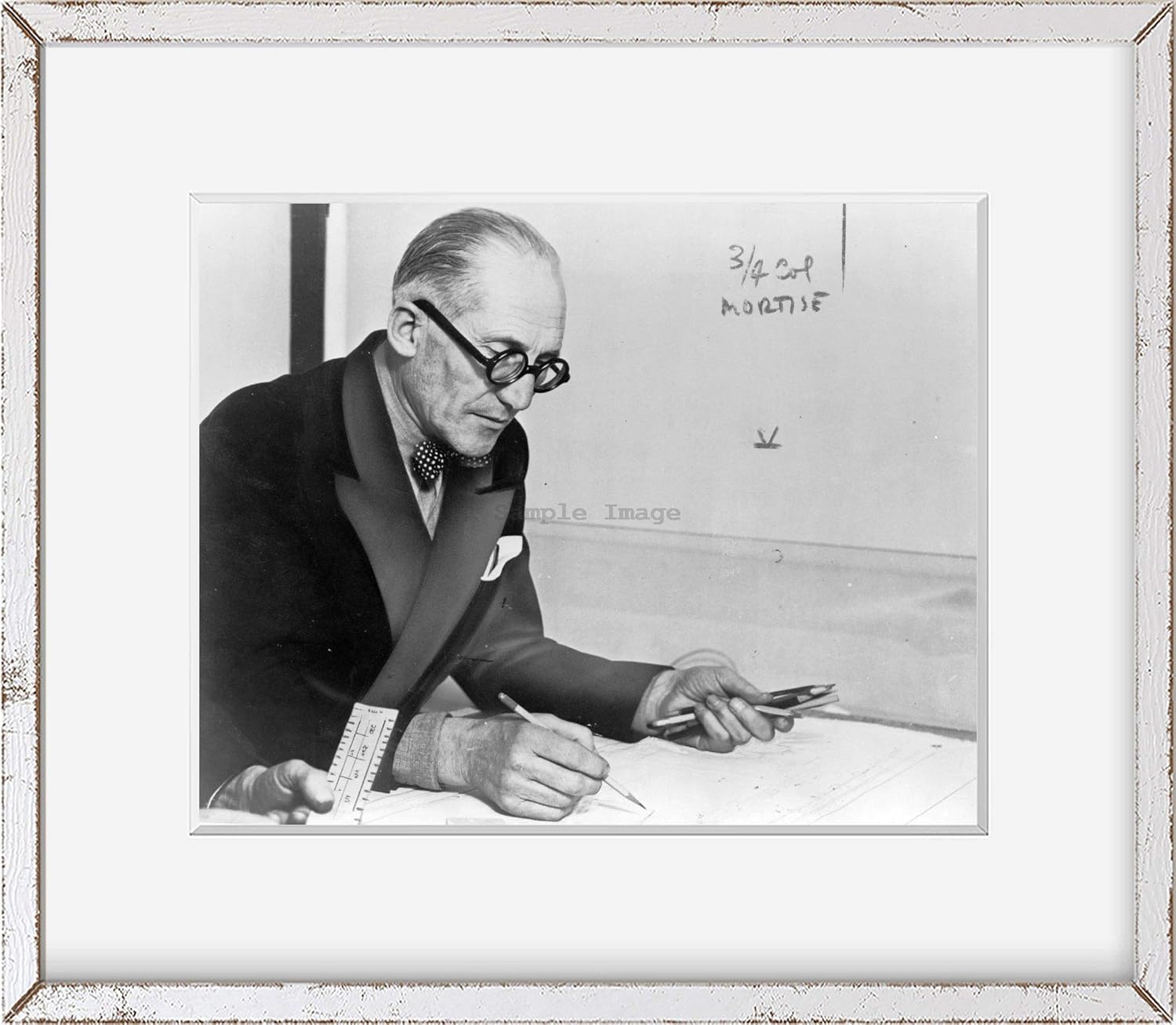 Photographs - INFINITE PHOTOGRAPHS Photo: Le Corbusier,Working on Drawing,Charles-Édouard Jeanneret-Gris,Architect
