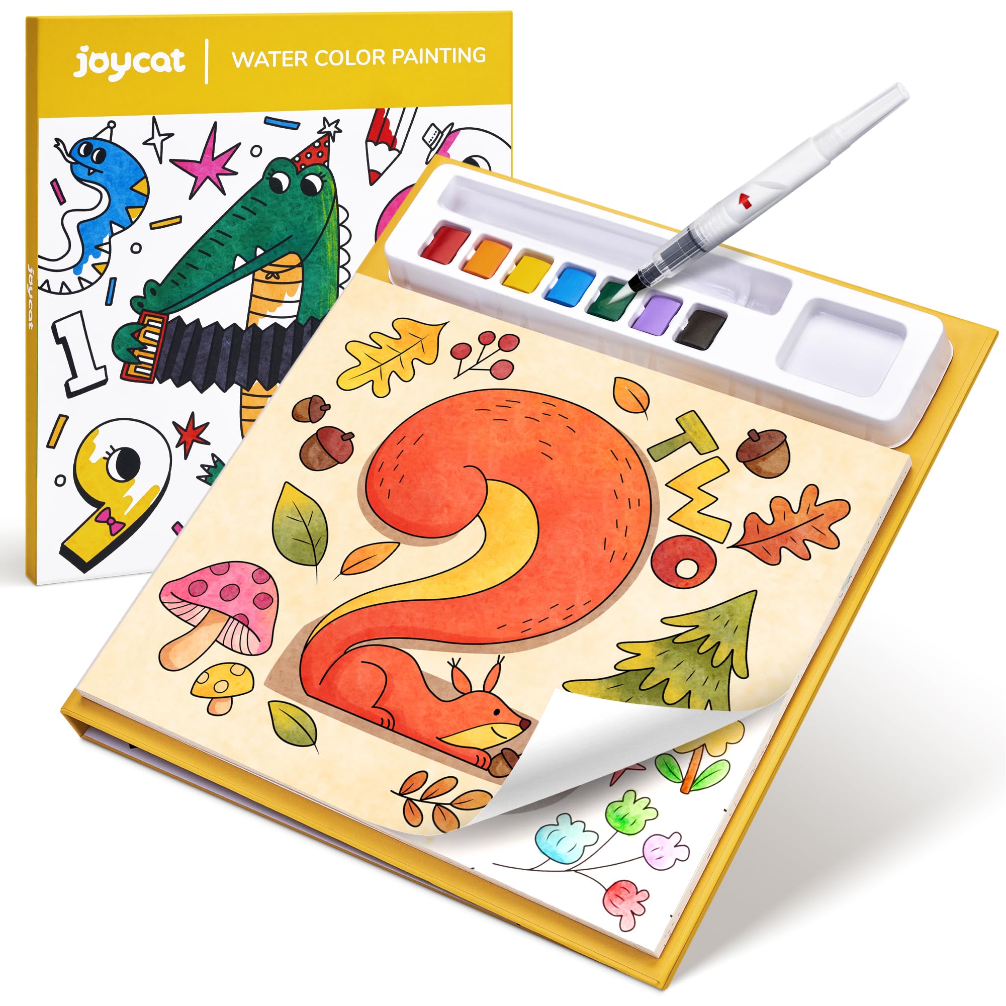 JoyCat Paint with Water Coloring Books for Toddlers, Watercolor Painting Sets for Kids Ages 3-5 4-8, Arts and Crafts Drawing Activities Toy Birthday Gift for Boys Girls (Light Yellow)