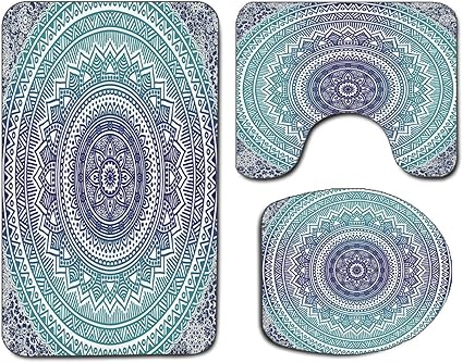 3Pcs Alfombra de baño antideslizante Juego de tapa de tapa de asiento