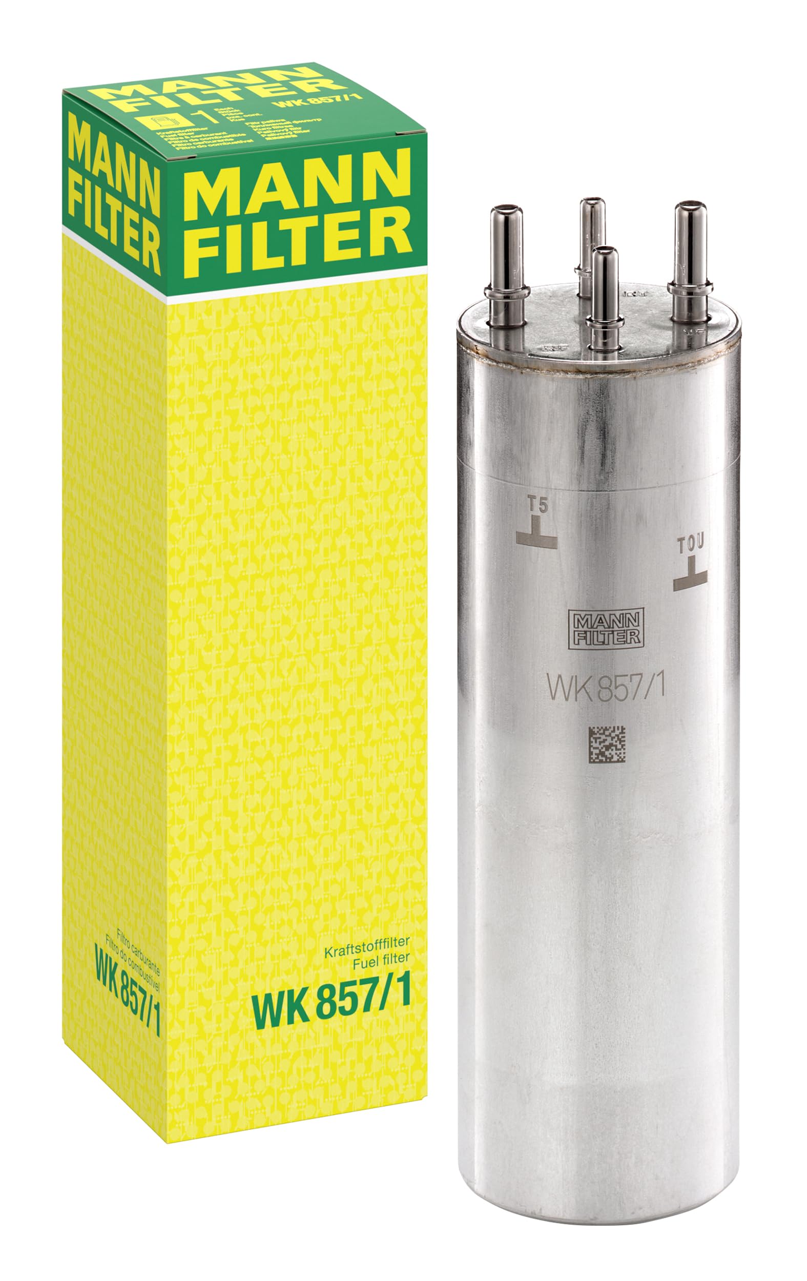 MANN-FILTER Fuel Filter WK 857/1, Black, Canister, 8.1 cm, 0.59 kg, for Passenger Cars