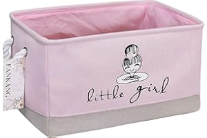 FANKANG Rectangular Laundry Basket Nursery Storage Fabric Storage Bin Storage Hamper,Gift Baskets (Pink Girl)