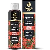 Botanic Rain Ayurveda Rose Body Oil, Moisturizing & Hydrating Organic Vitamin E Oil, Body Oils for Women After Shower, Ayurveda Products for Crepey Skin Repair - 3.38 Fl Oz