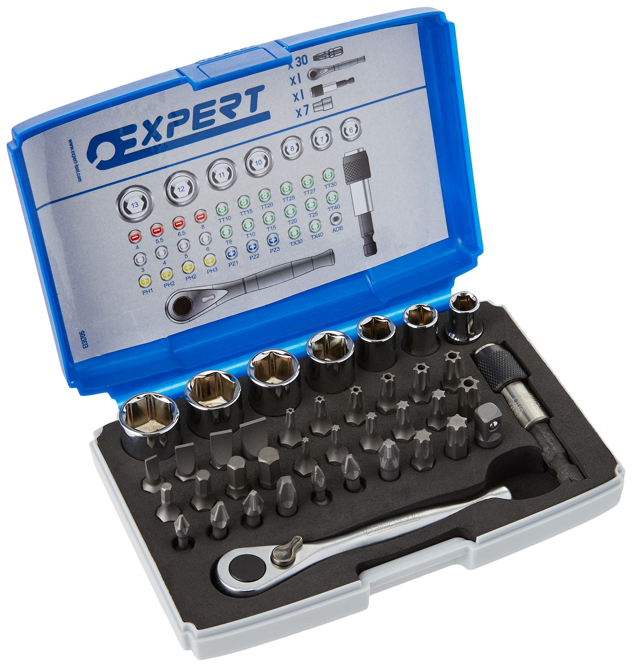 Britool E131705B 1/4-inch Drive Bit Set with Sockets and Accessories (39 Pieces)