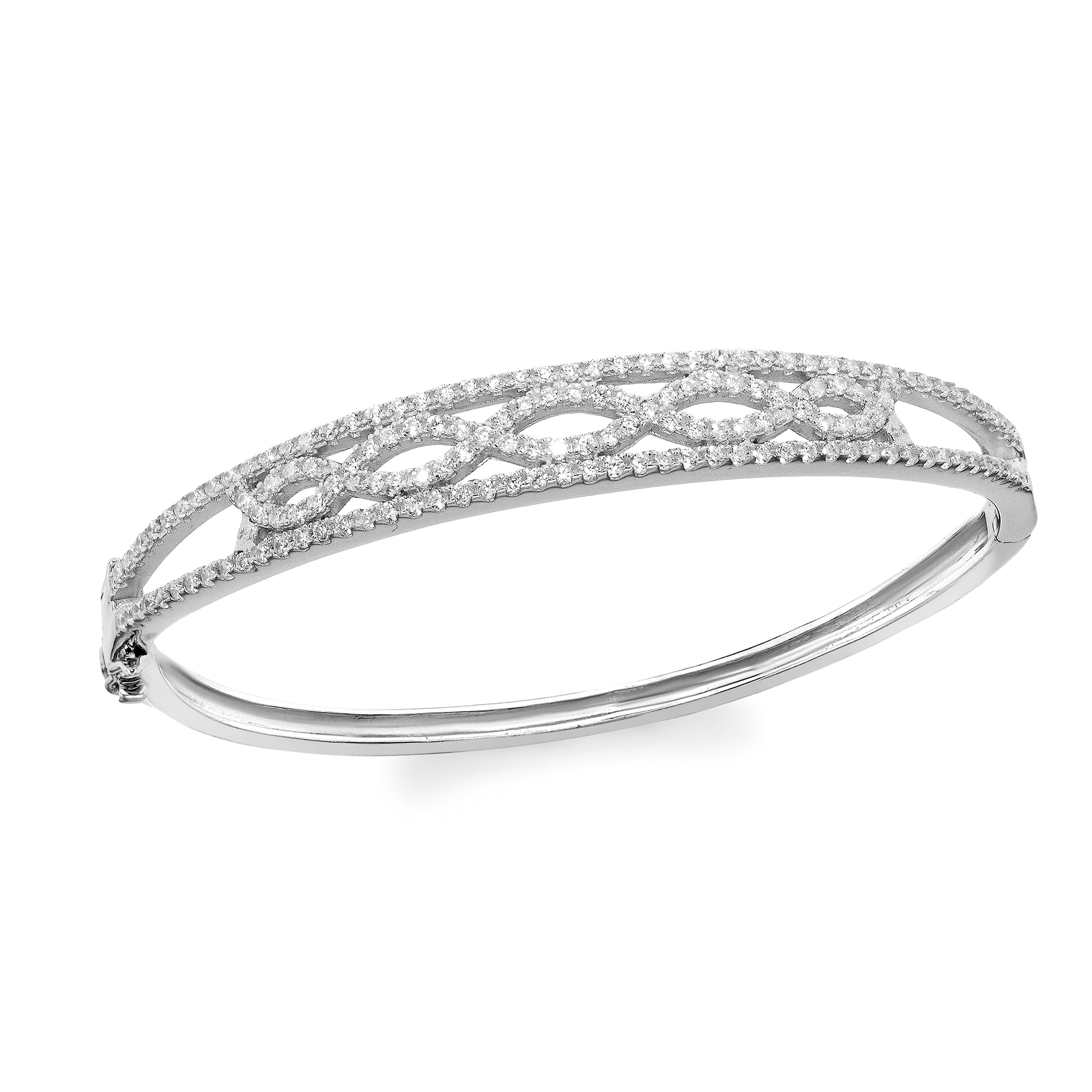 Tuscany Silver Women's Sterling Silver Rhodium Plated Cubic Zirconia Elliptic Bangle