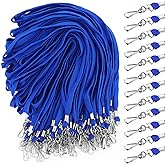 Geyoga 200 Pcs Blue Lanyards Bulk for ID Badges Neck Straps Office Card Lanyards Holders with Clip for Women Men Kids Work