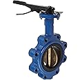 Dixon BFVL400 Ductile Iron Threaded Lug Style Butterfly Valve with Aluminum Bronze Disc and Buna-N liner, 4" Size, 200 psi Pressure