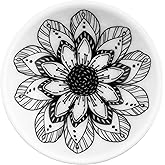 Karma, Boho Ring Bowl, Black and White Trinket Tray, Decorative Ceramic Trinket Dish, Jewelry Dish Tray for Rings, Flower