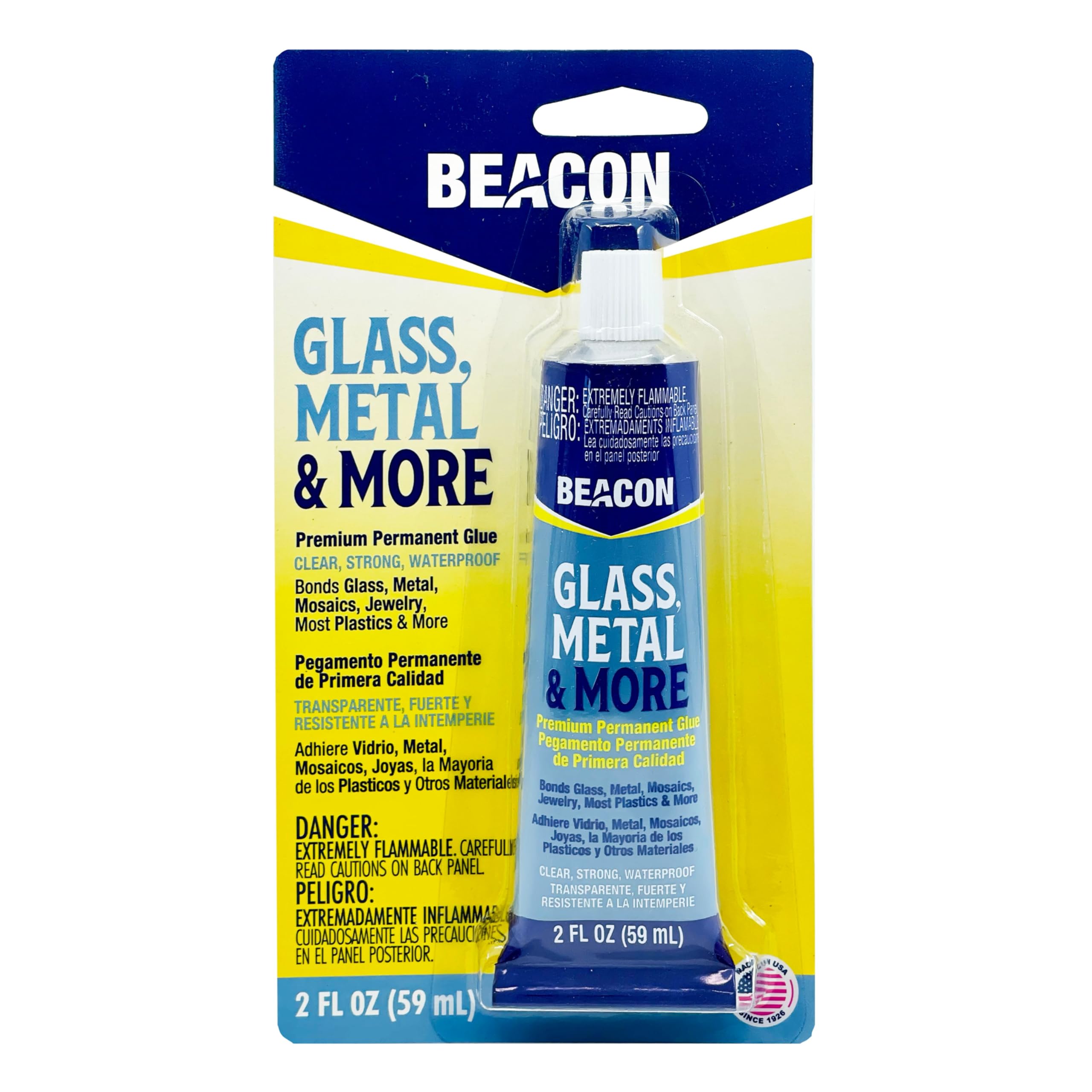 Beacon Glass, Metal & More 59ml Medium Dries Bottle, Clear - Strong Glue for Plastic, Leather, Rubber & jewellery - Perfect Ceramic, Glass & Metal Glue for Repairs, Crafts, and Durable Bonding