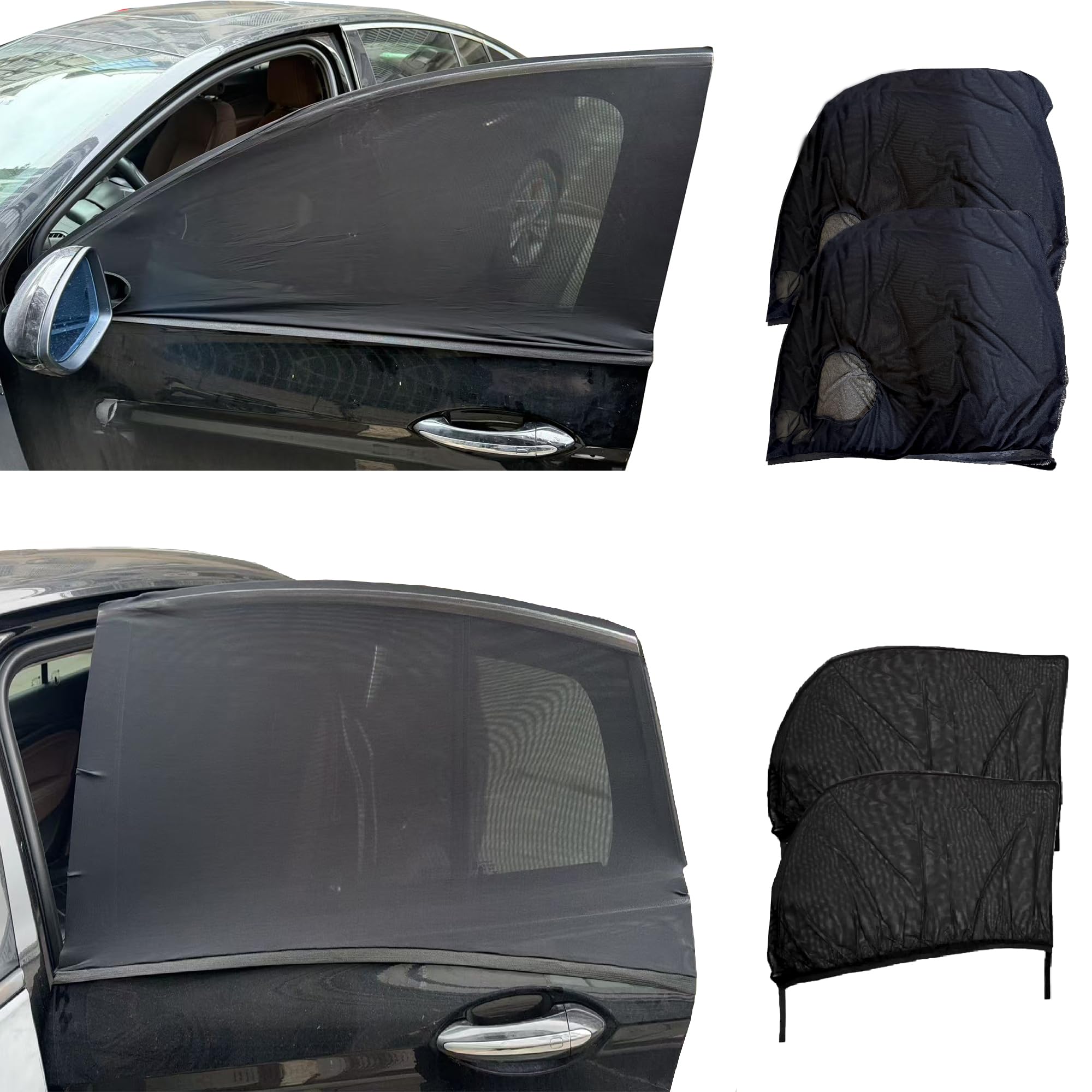 Photo 1 of Car Window Screens for Side Windows, OUTTDID 4 Pack Side Window Sun Shades,Stretchy Mosquito Net Cover Fit Cars SUVs - Front & Rear