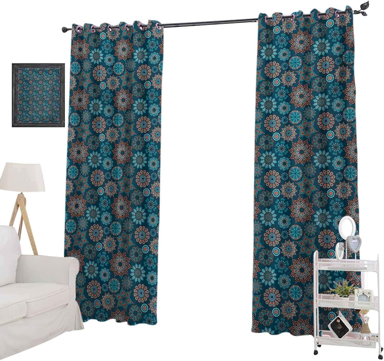 YUAZHOQI Thermal Insulated Blackout Curtains Summer Season Illustration