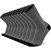 COOVAN Mens Cotton Crew Socks 5 Pack Athletic Breathable Sport Work Running Socks 5 Pairs