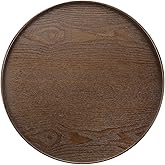 YELARXI Wooden Serving Tray Round Wood Serving Tray Decorative Platter, 13 Inch Fit for Home Decor Kitchen Coffee Table Candle Holder, (Brown)