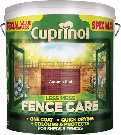 Cuprinol Less Mess Fence Care Autumn Red 6L - Easy One Coat Colouring