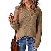 Dokotoo Womens Sweaters Crewneck Ribbed Knit Waffle Pullover Sweaters 2025 Fall Winter Fashion Clothes