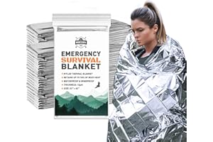 Monterra Emergency Blankets for Survival, 25 Pack, Mylar Foil Blankets, Thermal Space Blanket, Car Supplies, Camping Accessories, Hiking, Outdoor Gear and Equipment, Bug Out Bag.