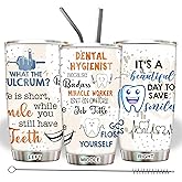 MEDROC Dental Hygienist Tumbler - Stainless Steel 20oz Straw Lid Funny for Women Men, National Dental Hygienists Week Gifts For Coworker Drinking Coffee Cups (DH01)