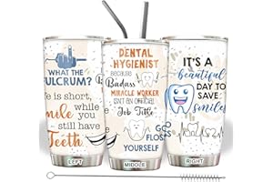 MEDROC Dental Hygienist Gifts Tumbler - Stainless Steel 20oz Straw Lid, Funny Dental Hygiene Gifts For Women Men, National Dental Hygienists Week Gifts For Coworker Drinking Coffee Cups (DH01)