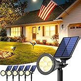 JEJOT Solar Lights Outdoor Waterproof IP65,3000K Super Bright LED,2 Lighting Modes, Solar Powered Yard Garden Solar Spot Lights for Flag Landscape Auto On/Off-6 Pack