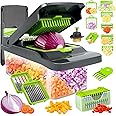 Vegetable Chopper Veggie Chopper,Mandoline Slicer,Multifunctional 12 in 1 Food Choppers, Kitchen Vegetable Slicer Dicer Cutter,Onion Mincer,Cheese Grater,Colander Basket,Kitchen Gadgets