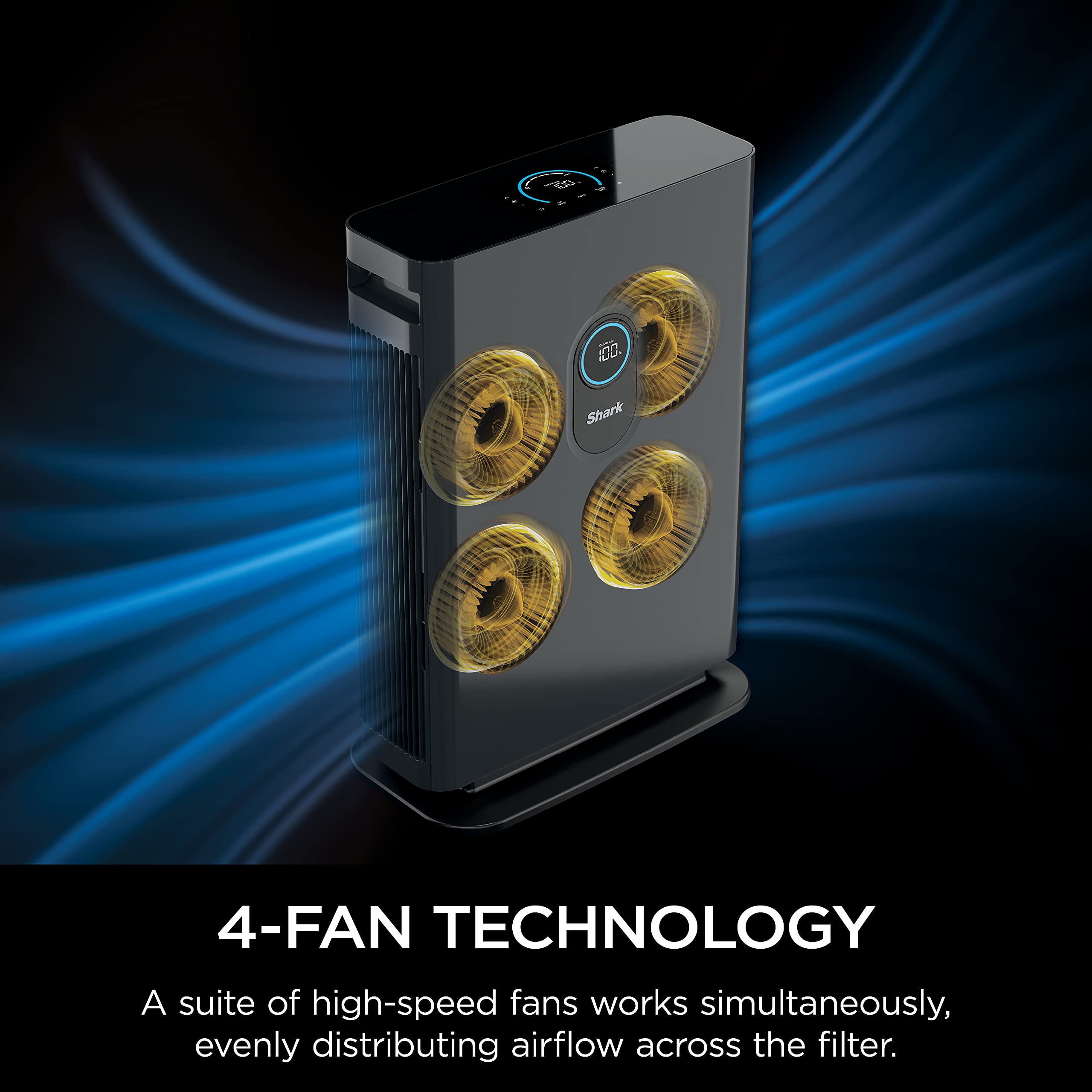 Shark 4 Fan Air Purifier for Home, Office, and Bedroom with HEPA Filter, Covers Up To 1000 Sq Ft,Removes Odors, Dust, Allergens, and Pollutants, HE402