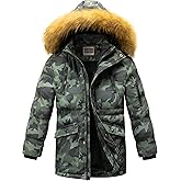 WULFUL Boy's Winter Coat Waterproof Fleece Lined Parka Jackets Kids Hooded Puffer Outerwear