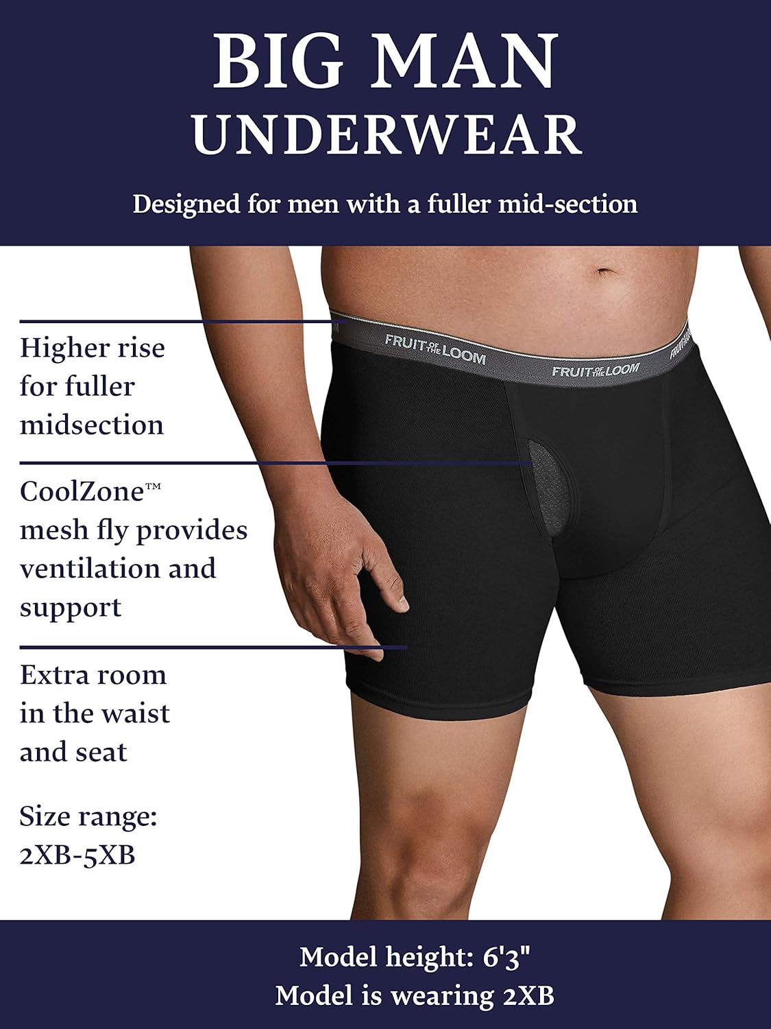 Fruit of the Loom Men's Big and Tall Tag-Free Underwear & Undershirts at  Men’s Clothing store