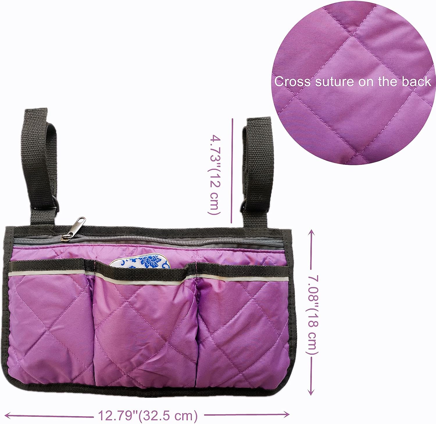 Wheelchair Armrest Bag, Waterproof & Lightweight Wheelchair Side Bag (Purple): Health & Personal Care