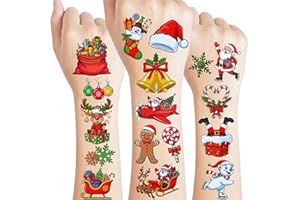 BACKTOPEIA Christmas Temporary Tattoos | Christmas Party Decorations Xmas Decorations Décor Accessories Stickers Party Favors Goodie Bags Stocking Stuffers Santa Claus Snowman Gift Idea For Kids Boy Girl-60Pcs