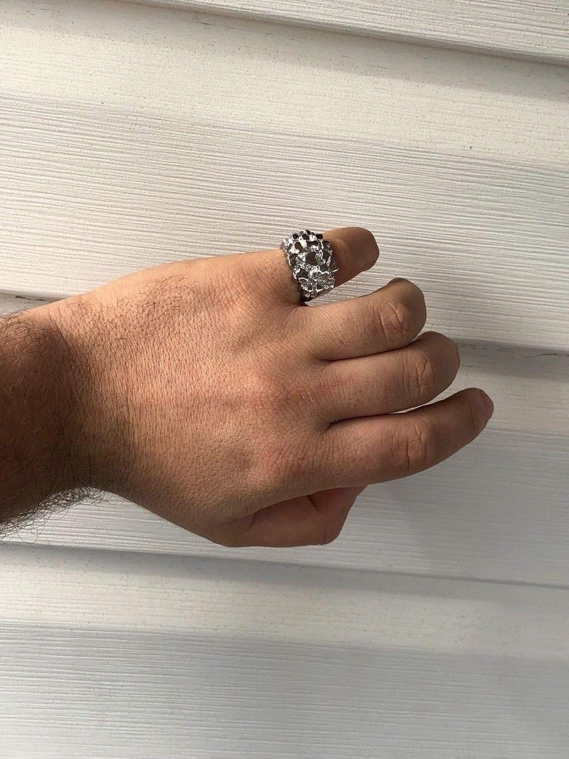 Harlembling Solid 925 Sterling Silver Men's Silver Ring - Nugget Ring - Pinky or Ring Finger - Sizes 7-13|