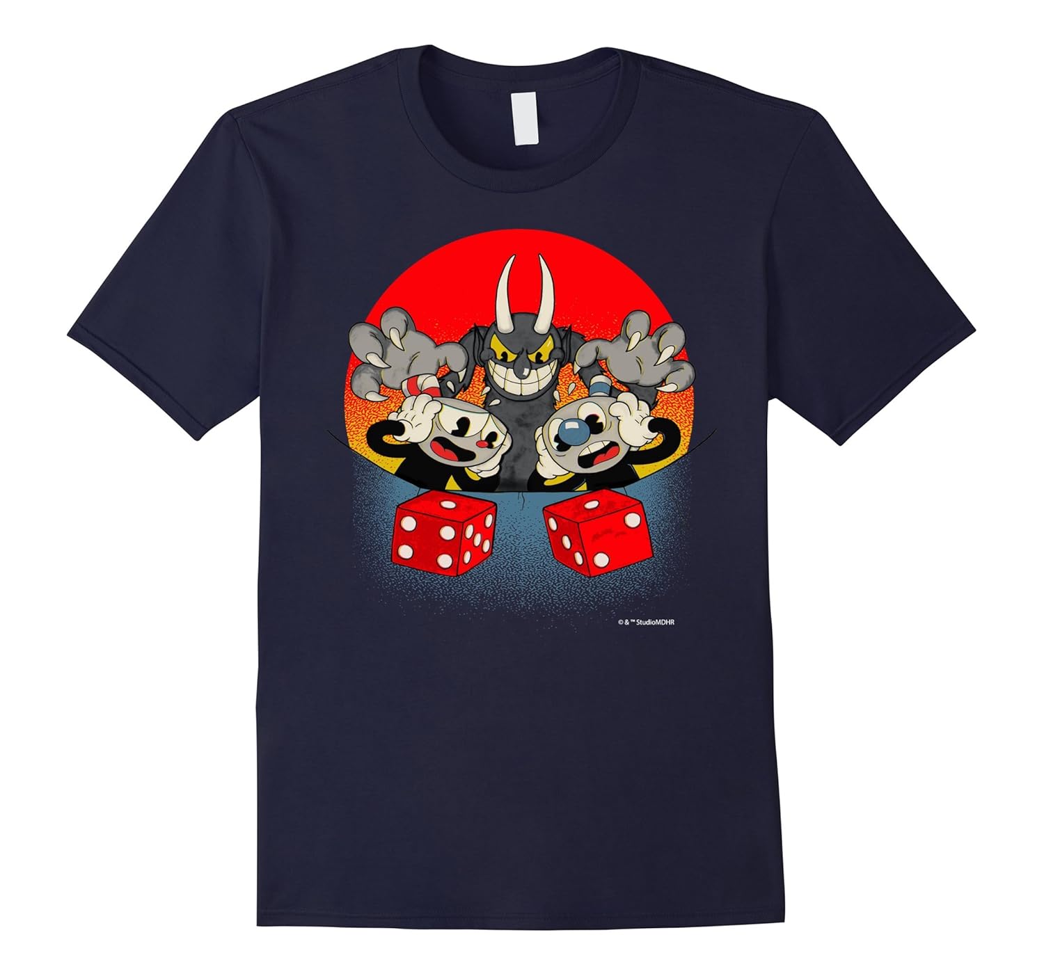 Cuphead Roll Dice Get Snake Eyes Devil Dealt Graphic T-Shirt-Rose