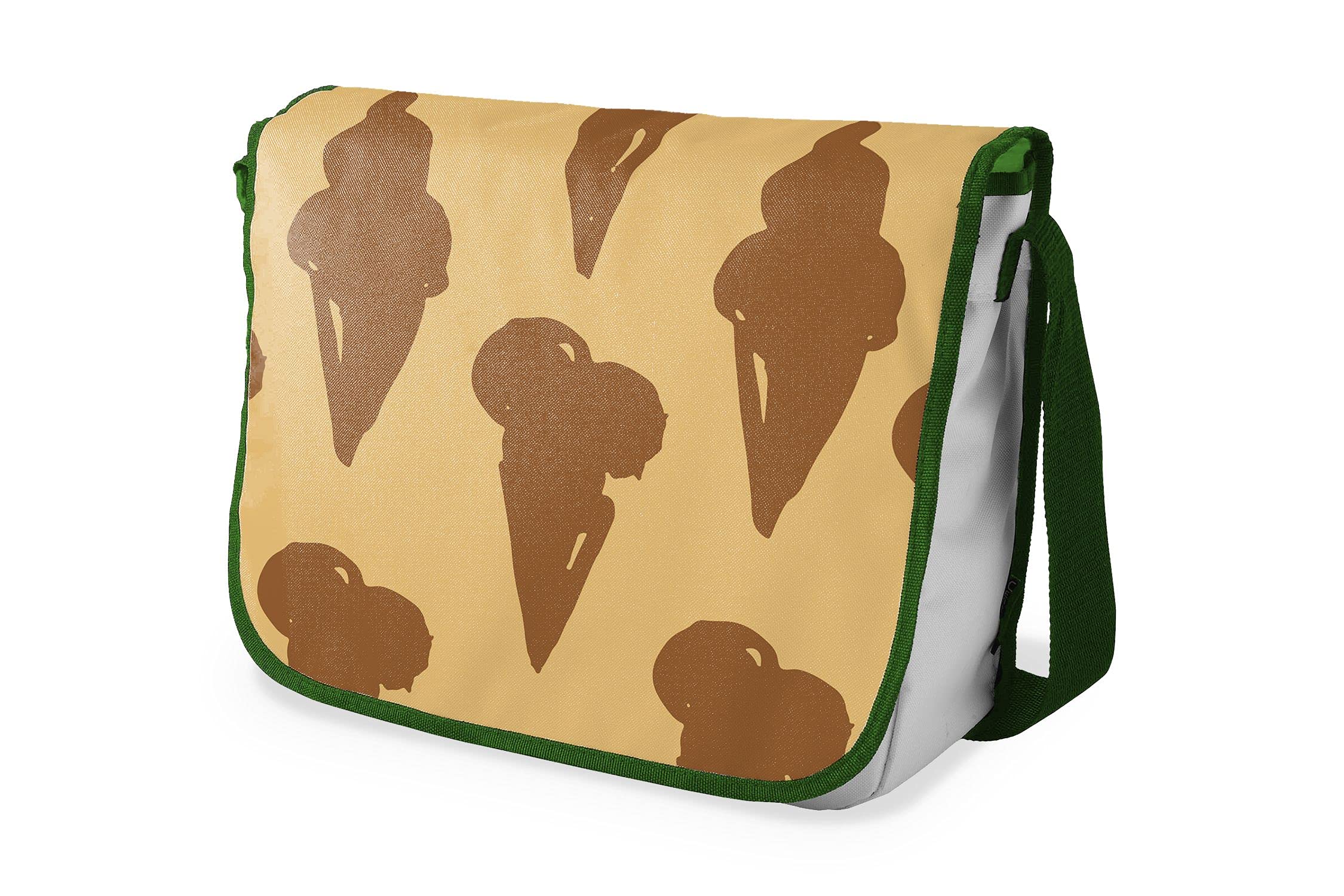 Bonamaison Digitally Printed Messenger School Bag with Khaki Strap for Students, Cross Body Bag, Courier Bag, Shoulder Bag for School, Back to School, Size: 29x36 Cm