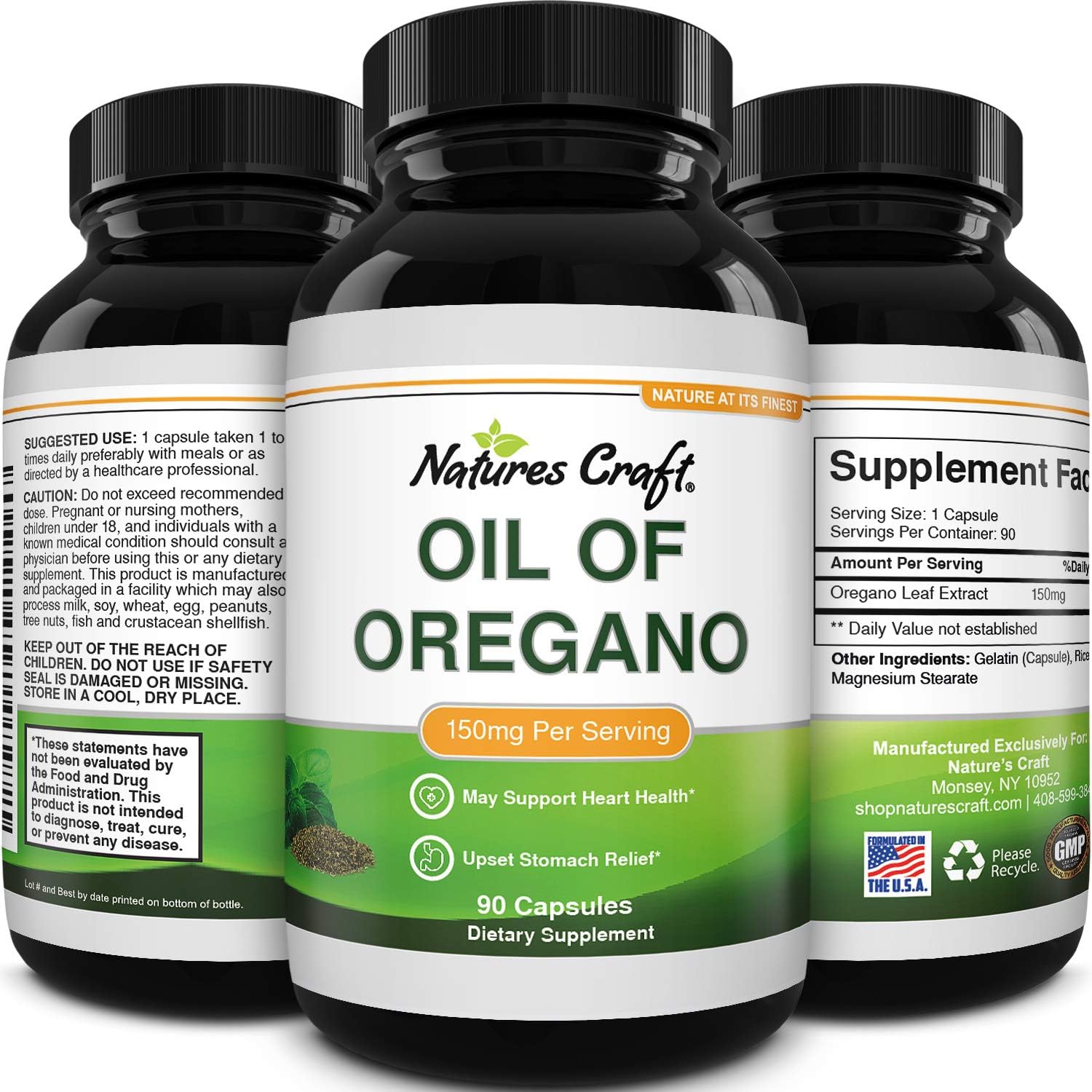 Pure Wild Oregano Oil Capsules - Oil of Oregano Capsules for Immune Support Heart Health and Upset Stomach Relief - Soluble Fiber Antioxidant Supplement Capsule for Bone Health and Energy Boost: Health & Personal Care