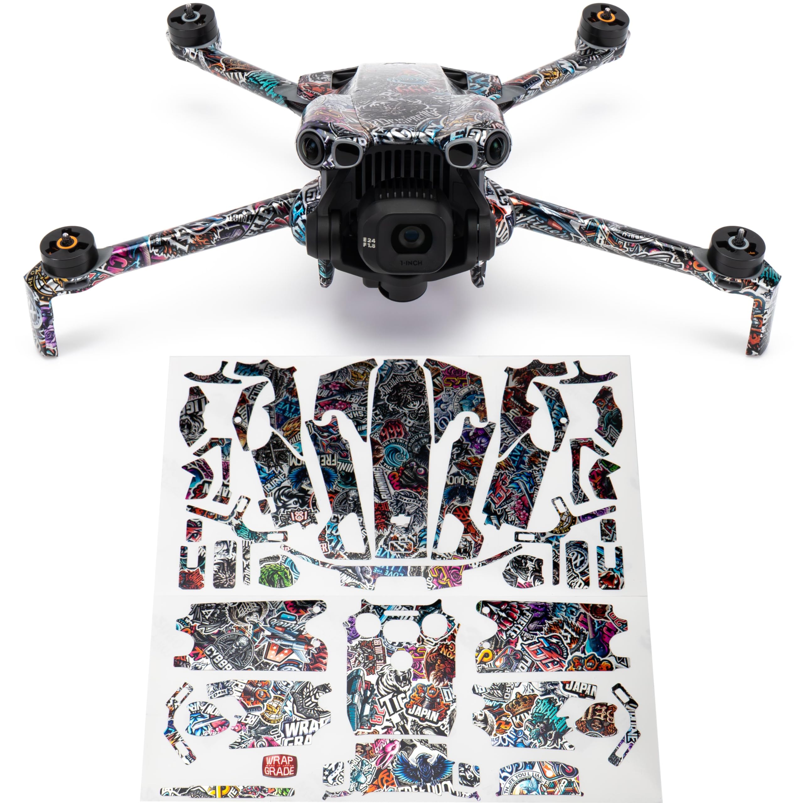 WRAPGRADE Skin Stickers Compatible with DJI Mini 5 Pro (METAL STICKER BOMB)