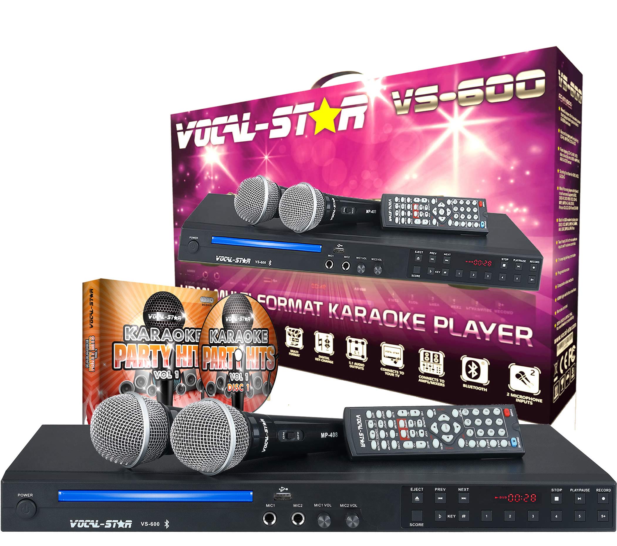 Vocal-Star VS-600 Karaoke Machine HDMI With Bluetooth,Including 150 Karaoke Songs & 2 Microphones