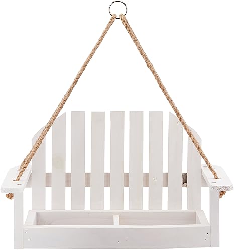 Amazon Com Worth Garden Wooden Bird Feeder With White Swing