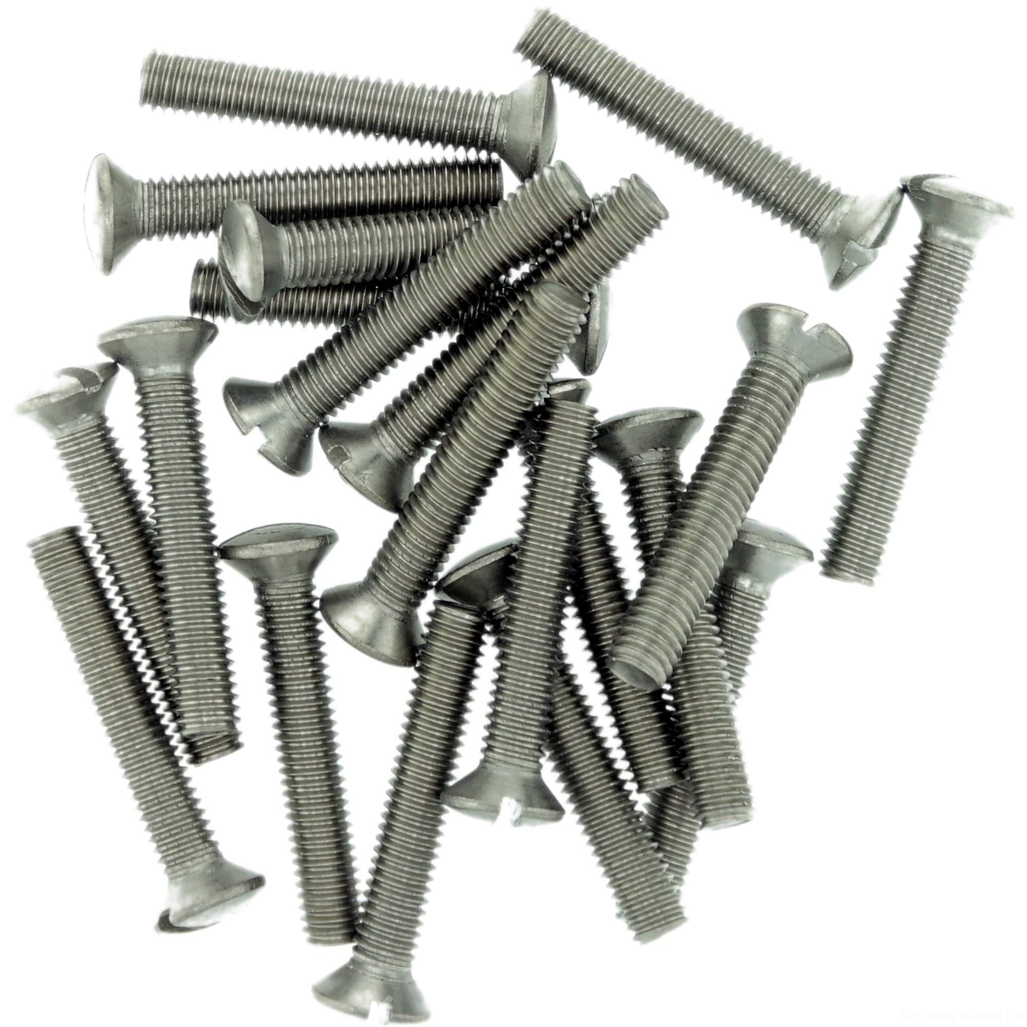 M6 (6mm x 55mm) Slot Raised Countersunk Machine Screw (Bolt) - Stainless Steel (A2) (Pack of 20)