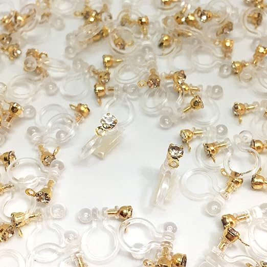 Amazon ラインストーン付アレルギー対応イヤリング 10個 ノンホール樹脂ピアス ゴールド アクセサリーパーツ ハンドメイド 手芸材料 ストアーズクラブ アクセサリーパーツ 通販