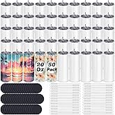 Maucircol 50 Pack Sublimation Tumblers Bulk, 20 oz Skinny Straight Tumbler Blanks, Stainless Steel Tumblers with Lid and Straw, Individually Boxed