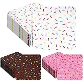 Resurhang 150 Pcs Donut Sprinkles Napkins Scalloped Ice Cream Donut Party Supplies, 2 Ply Paper Disposable Cocktail Napkins for Baby Shower Birthday Wedding Theme Party Treats Cupcake Decor Supplies