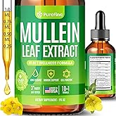Mullein Drops For Lungs, 10-in-1 Mullein Leaf Extract for Lung Cleanse with Chrolophyll, Sea Moss, Spirulina, Elderberry Organic Respiratory Health Lung Detox - USA Made Mullin Supplement (1 Bottle)