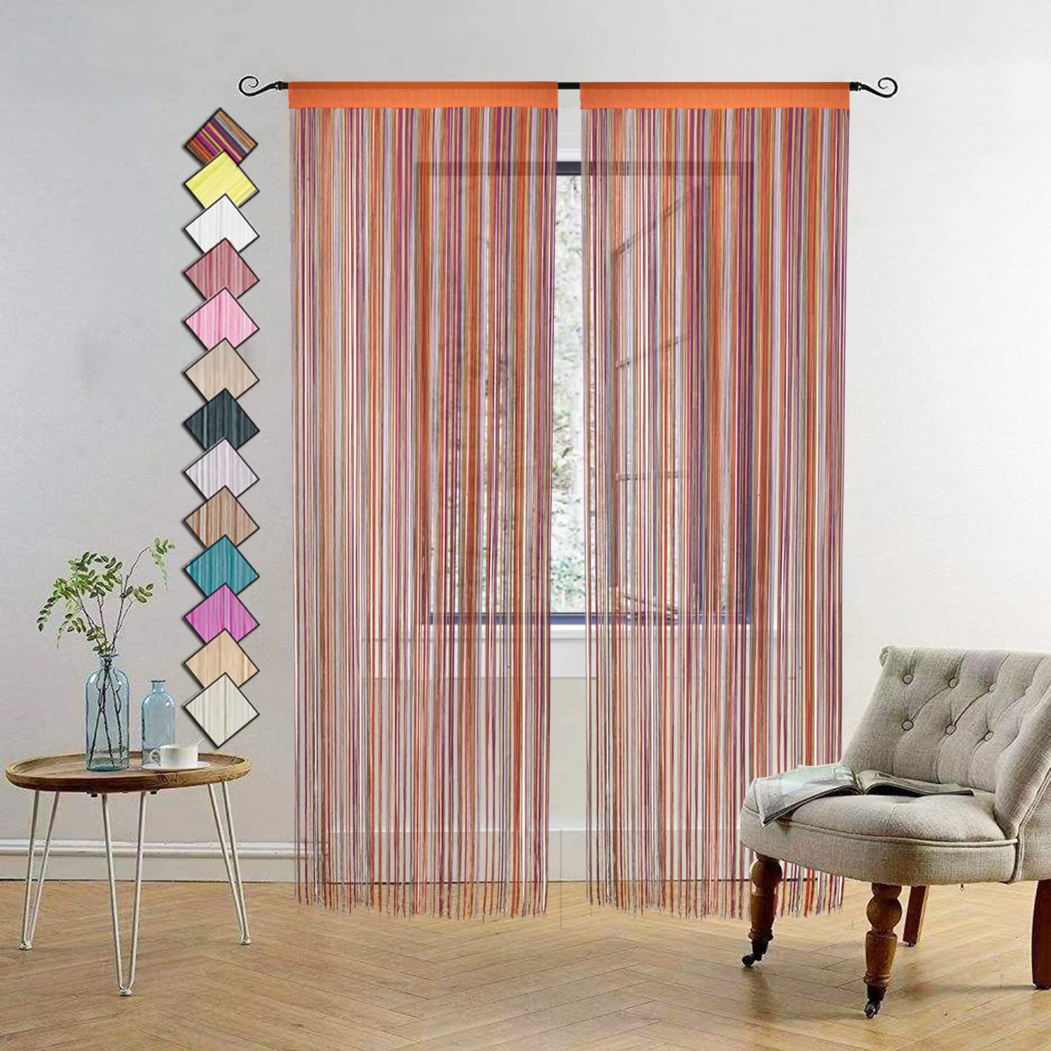 HSYLYM 2 String Door Curtains Window Decorations Room Divider Room Decorations Curtain for Window (Multicolor 2 PCS, 35"x79")