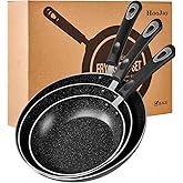 HooJay Nonstick Frying Pan Set-3-Pieces Skillet Set Induction Compatible,8 Inch,9.5 Inch and 11 Inch