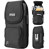 Perilogics Phone Holster with Magnetic Cover, Belt Clip Pouch Fits iPhone 17 Pro Max, 16 Pro Max, 16 Plus and Other Pro Max/Plus Models with Case Installed, with Zipper Storage & Card Pocket