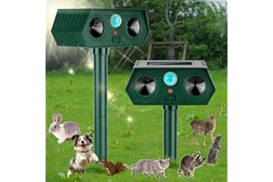 SAILHOME 2 Pack 2025 Ultrasonic Animal Repellent Outdoor Cat Repellent Devices Solar Animal Repeller Motion Activated Deterrent to Scare Deer Squirrel Rabbit Raccoon Skunk for Yard Lawn Outdoor