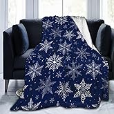 Gbuzozie Winter Snowflakes Blue Fleece Blanket Lightweight Ultra-Soft Christmas Throw Blanket for Sofa Couch Bed Camping Travel - Super Soft Cozy Microfiber Blanket 50"X40"
