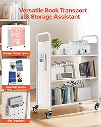 VEVOR Rolling Library Book Cart, 330 lbs