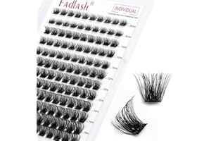 FADLASH Lash Clusters DIY Eyelash Extensions 144 Clusters Lashes D Curl 0.07 Natural Individual Lash Extensions Mixed Tray False Eyelashes Soft & Strong Thin Band DIY at Home (F32-0.07D, 8-16mm)