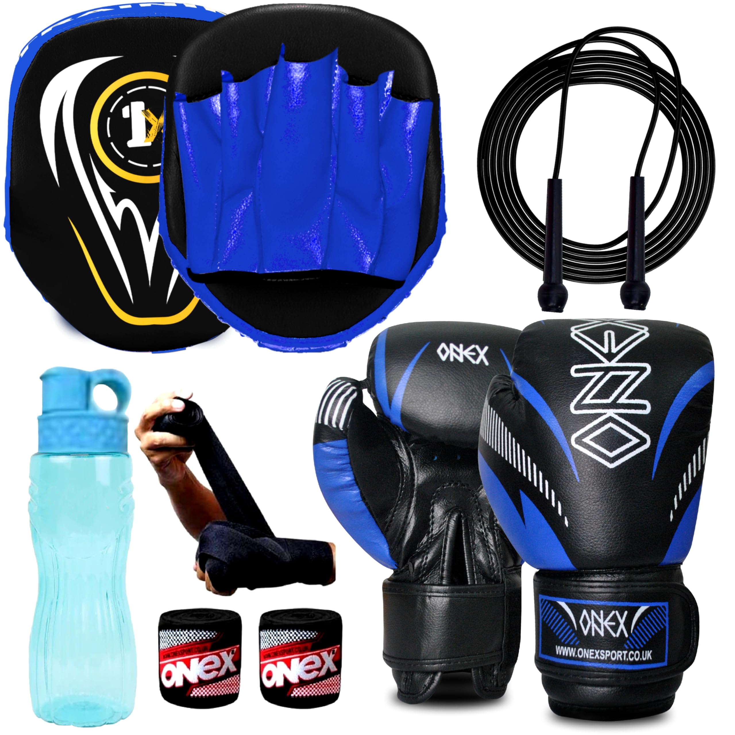 ONEX Boxing Gloves and Focus Pads Set for boys and girls Kids Twins Kickboxing Punching Professional Training - Hook and Jab MMA Punch Thai Strike Bag